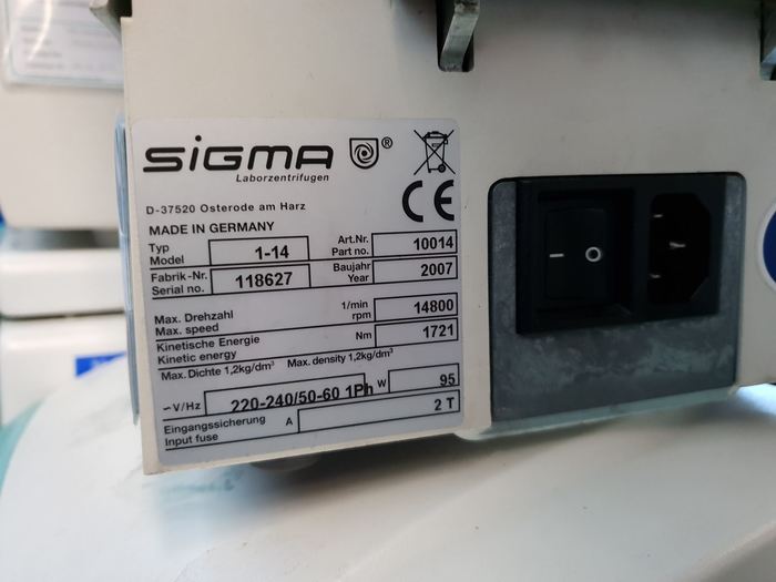 Used Sigma Jan-14 Centrifuge