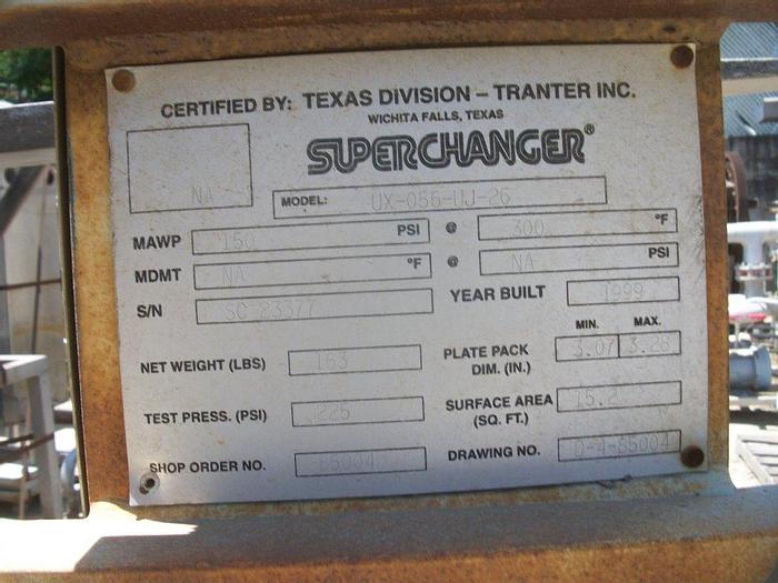Used Heat Exchanger, Plate, 15.2 SF, Superchanger, S/st, 26 Plate #S741798