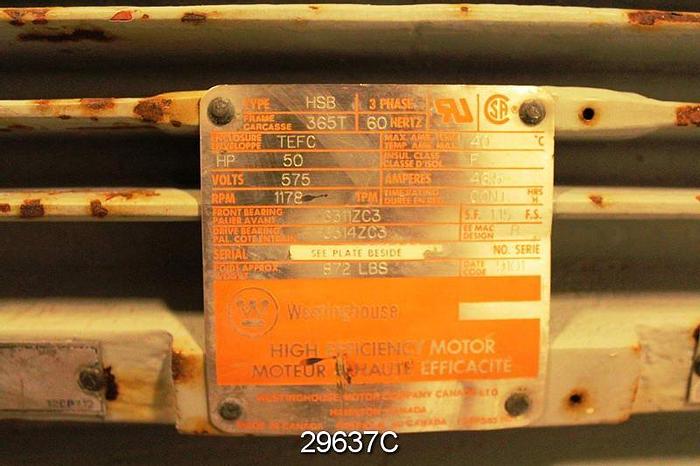 Used Westinghouse HSB 50 Hp-1178 Rpm Ac Motor #29637