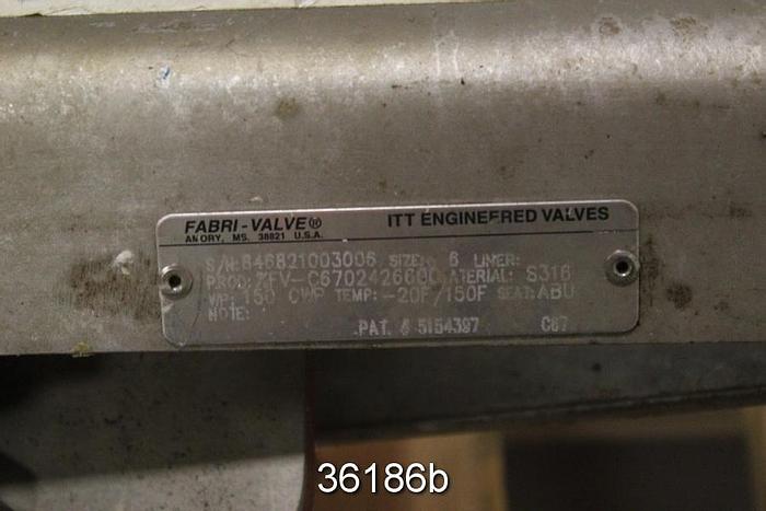 Used Fabri 6" Hand Operated Knife Gate Valve, FV-C6702426000 #36186