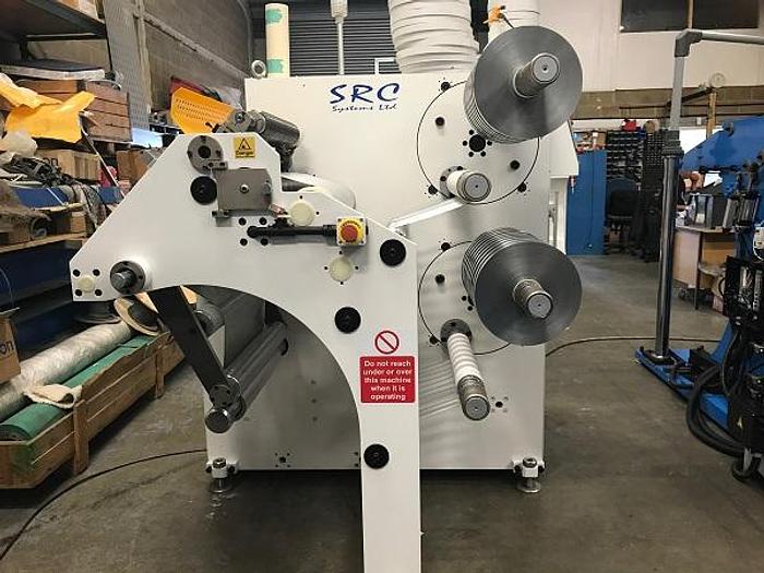 Used 19.5" (495MM) NEW SRC SYSTEMS MODEL 750 TURRET NARROW WEB SLITTER REWINDER