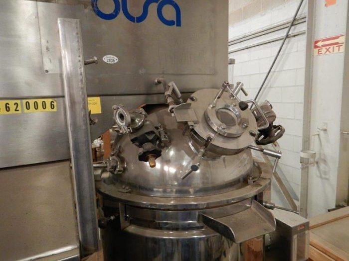 Used 40 GALLON (150 LITER) OLSA VACUUM HOMOGENIZER MIXER - 316L S/S - JACKETED