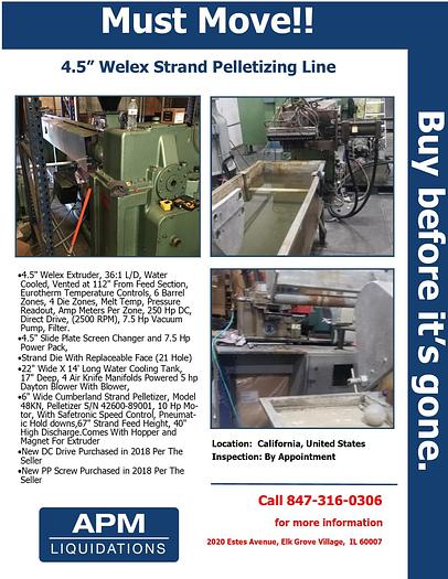 Used 4.5" Welex Strand Pelletizing Line