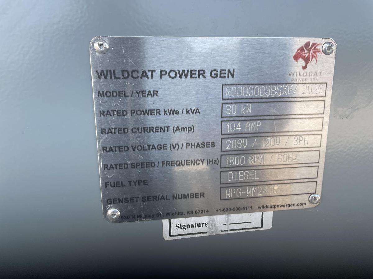Used 2026 Wildcat 30 kw generator 30kw generator