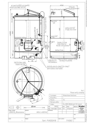 New Stock Letina 1070Gal/4050L Forkliftable Variable Capacity Jacketed Tank