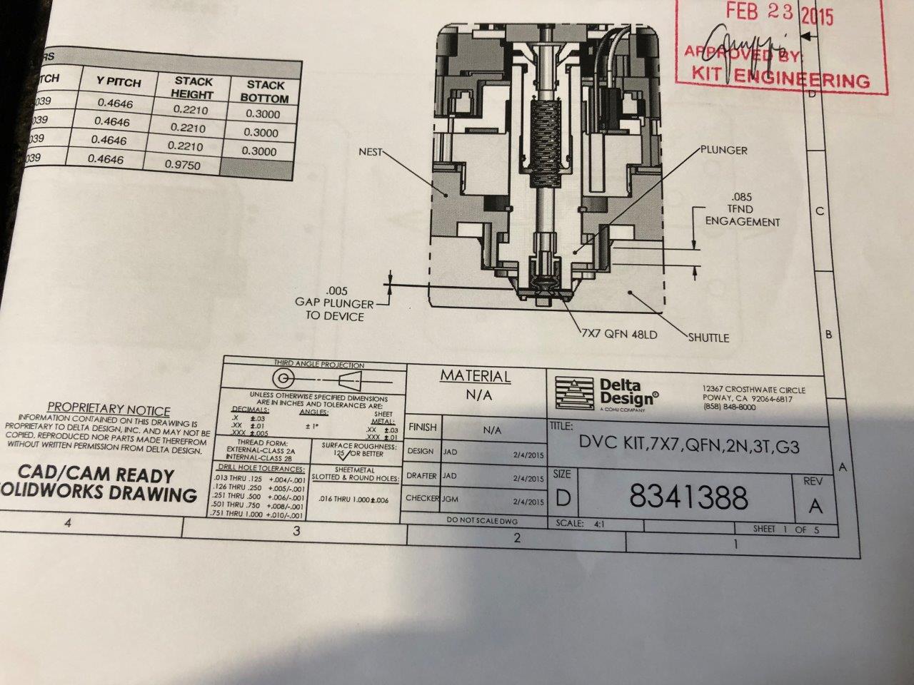 Used DELTA DE8000 6.8 x 6.2 eMGA Test Handler Change Kit