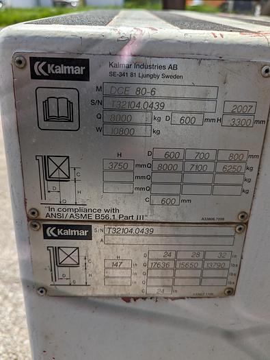 Used 2006 Kalmar 8 Ton Diesel Forklift