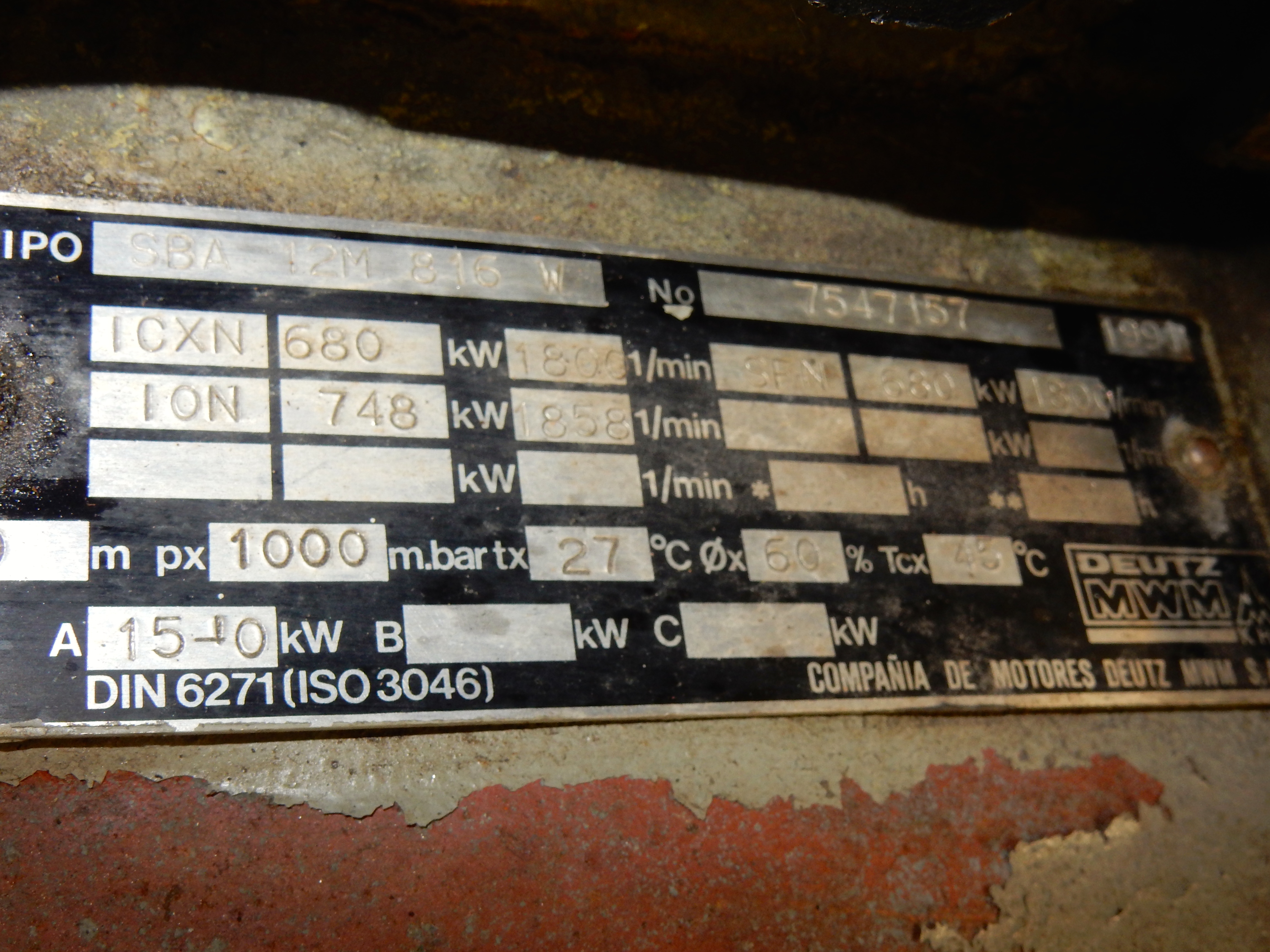 Used 1991 DEUTZ SBA12M816 LLKW