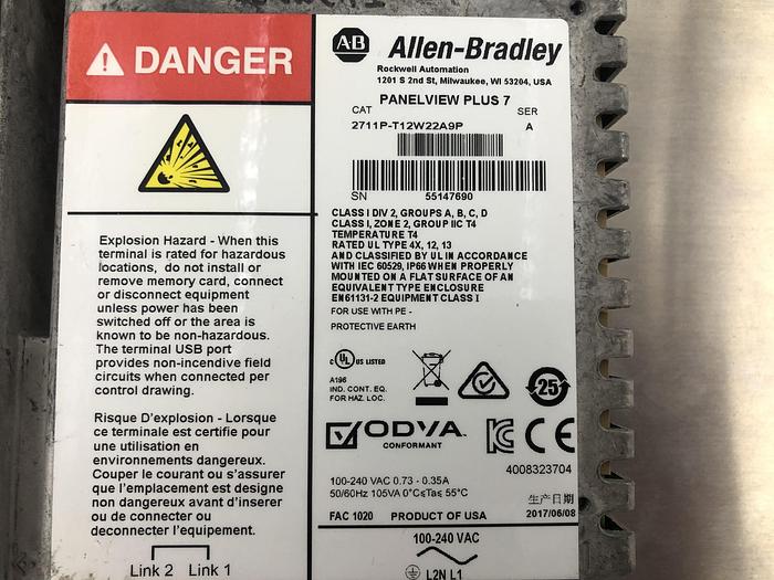 Used ALLEN BRADLEY PANELVIEW PLUS 7 SERIES A 2017