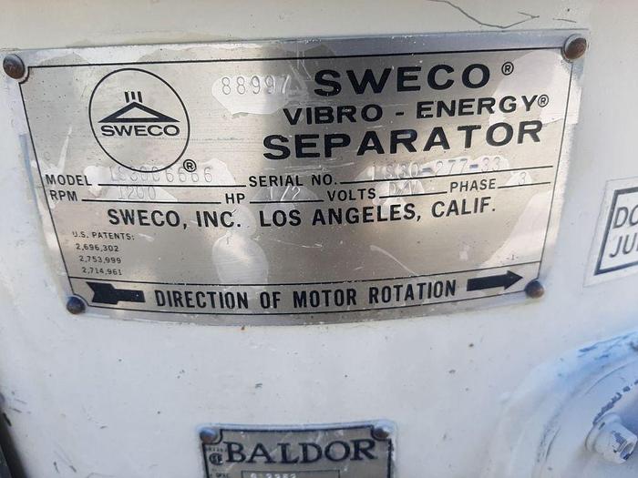 Used Screen, Sweco, 30", C/st, Double Deck, 1/2 HP #S744500