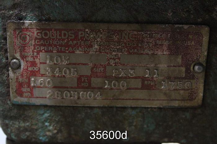 Used Goulds 3405 2x3x11 Pump, 5 Vane 10.625" Impeller #35600