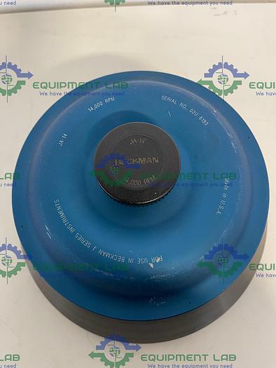 Used Beckman  JA-14 Fixed-Angle Aluminum Rotor, Biosafety Lid- 6 x 250 mL, 14,000 rpm