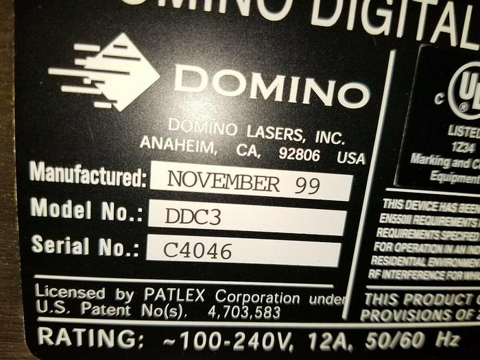 Domino Digital Coder 3 DDC-3 CO2 Laser Industrial Stainless Printer Marker NEW!