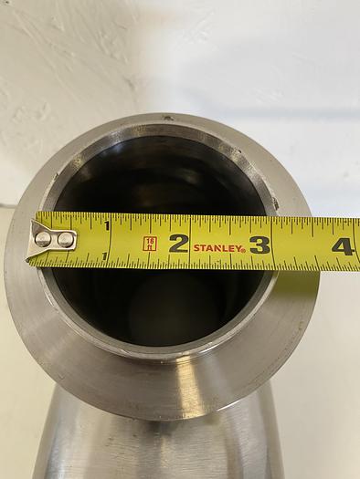 Used Stainless Steel 4-way Elbow w/ 4" & 1 1/2" Sanitary Fitting to 3" & 4 1/2" OD