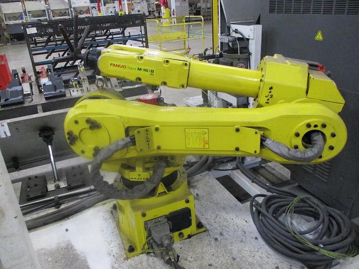 Used Dual Arm FANUC M-16ib/20 Robot Assembly Cell R-J3IC(R-30ia) with Vibratory Feeders
