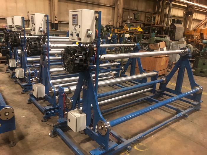 Used 80" DOUBLE E SHAFTED UNWIND STANDS W/ TENSION CONTROLS MFG. 2013