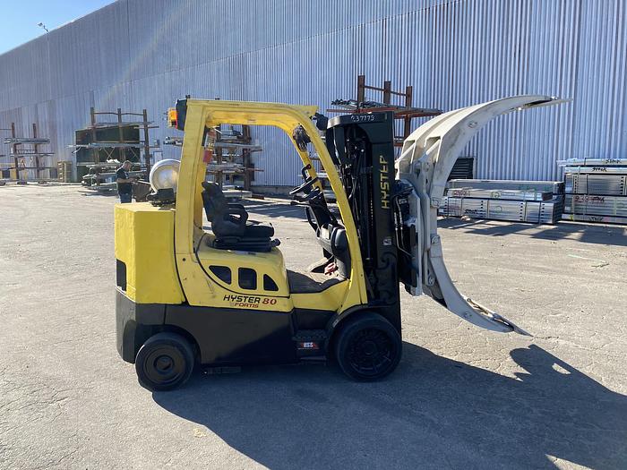 Used 8,000 POUND HYSTER MODEL S80FTBCS MFG. 2013 85" LOWERED MAST