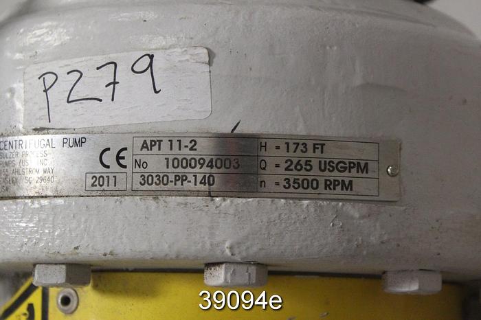 Unused Sulzer APT11-2 Pump, ASTM A890 Stainless Steel, Unused, with Motor #39094