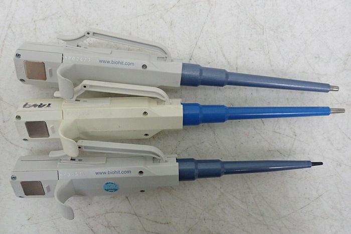Used Lot of 3 Biohit Proline 0.2-10µL 5-100µL 10-250µL Pipettes Pipettors w/ Chargers