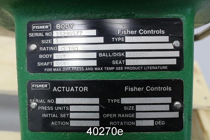 Used Fisher V150 1" Vee Ball Control Valve #40270