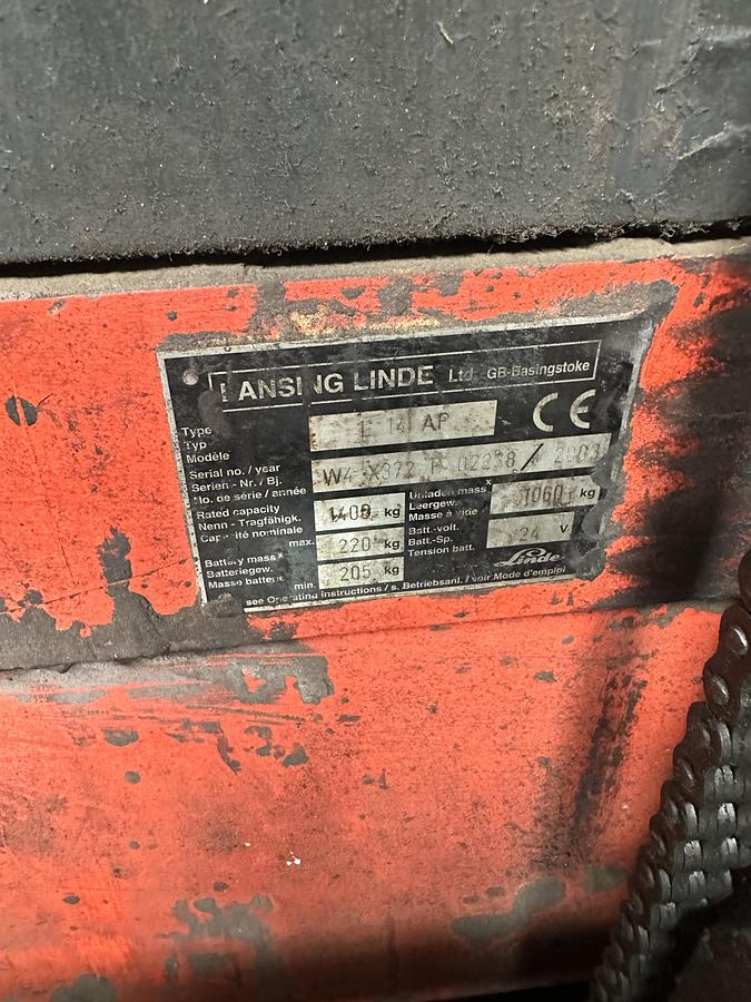 Used Lansing Linde W4 X372P 02238/2003 Electric Pallet Truck