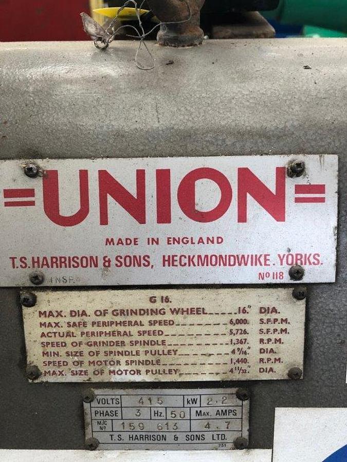 Used Harrison (Union) Model GS16 Double Ended Tool Grinder