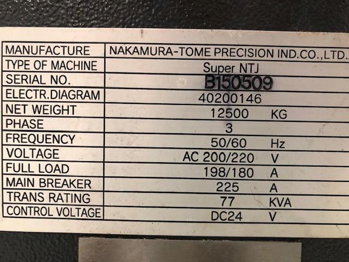 Used Nakamura-Tome Super NTJ 9-Axis Turn/Mill Centre