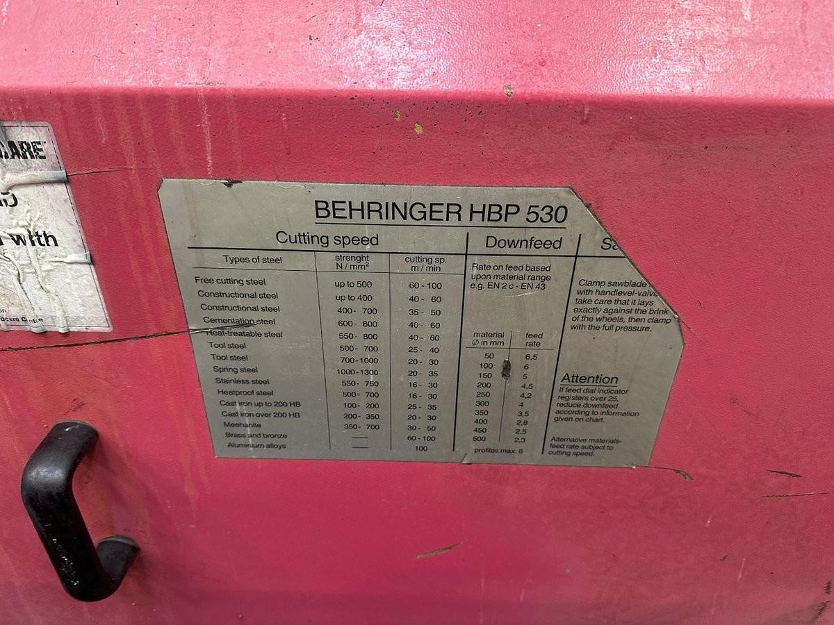 Used Behringer 530A Double Column Automatic Horizontal Bandsaw