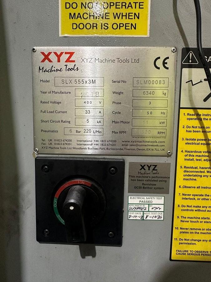 Used XYZ SLX 555 x 3M CNC Lathe (2018)
