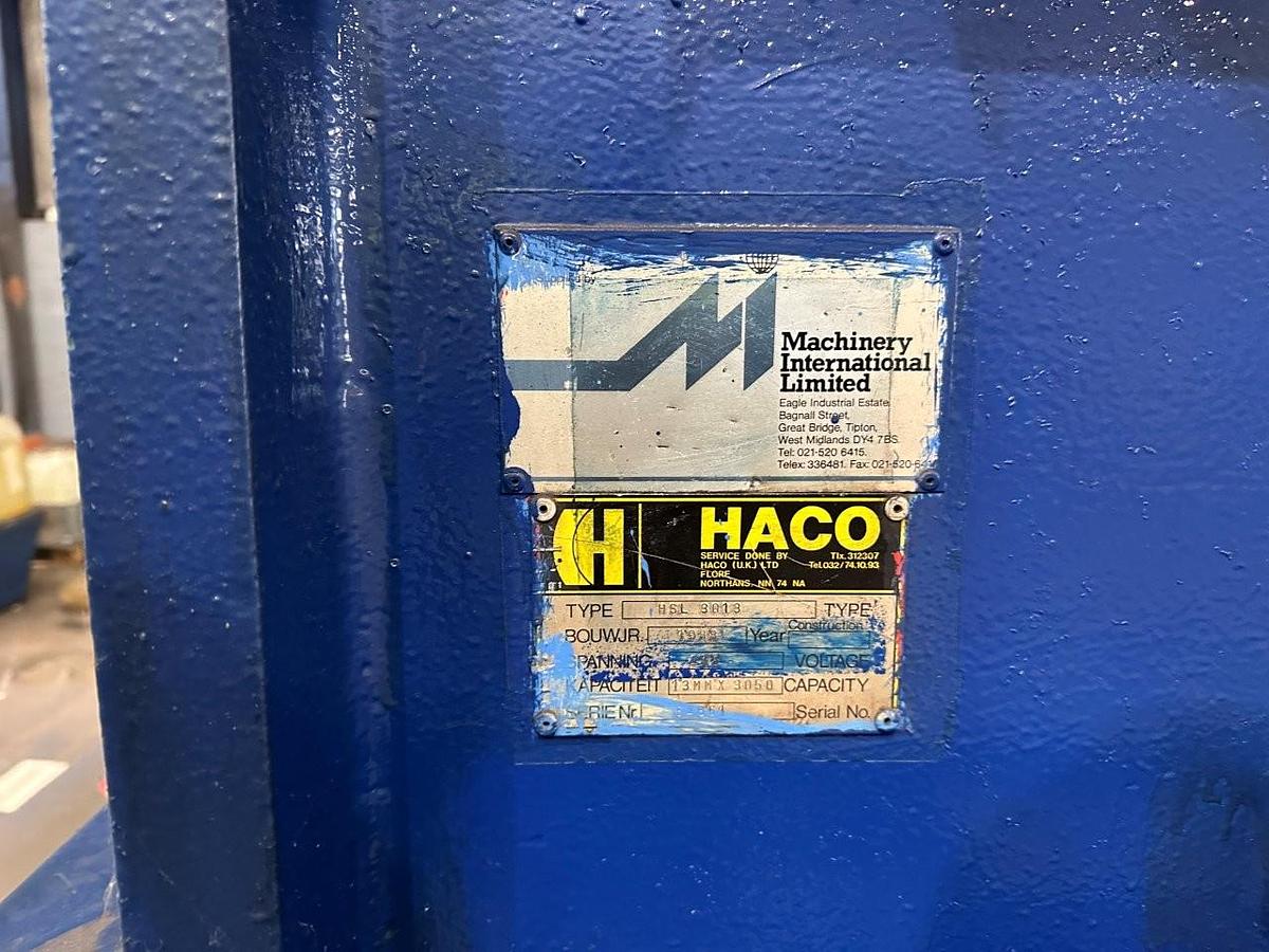 Used Haco HSL 3013 Guillotine (13mm max cut x 3050mm)