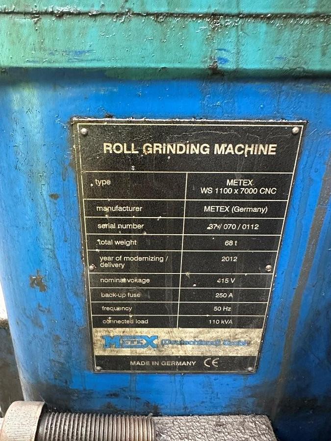 Used Herkules WS1100 x 7000 CNC roll grinder (re-manufactured by Metex - Year 2011)