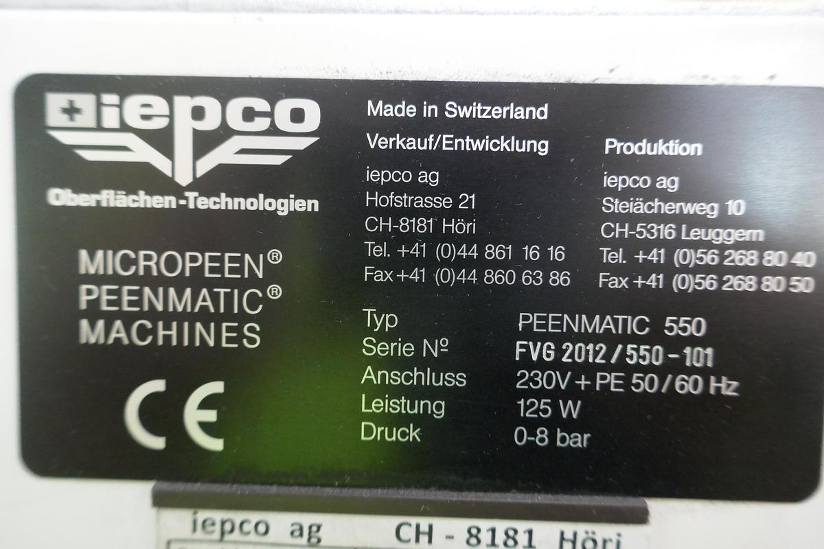 Used Iepco Micorpeen PEENMATIC 550 Microblasting Cabinet