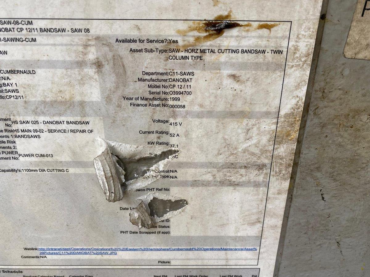 Used Danobat CP 1211T Horizontal Bandsaw
