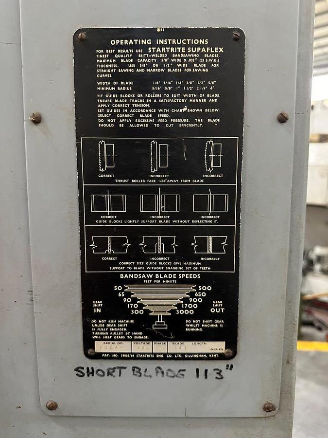 Used Startrite Rapier 314 RW Vertical Bandsaw