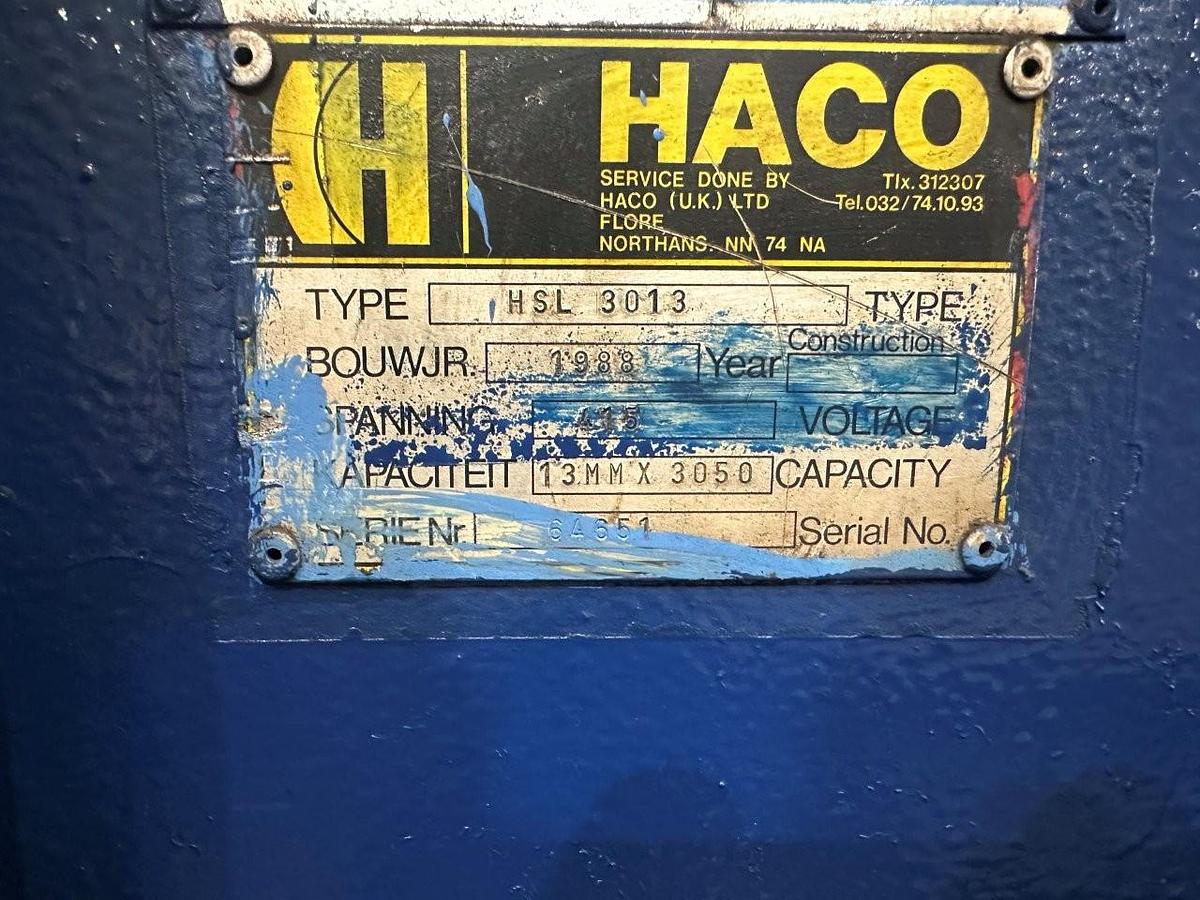 Used Haco HSL 3013 Guillotine (13mm max cut x 3050mm)