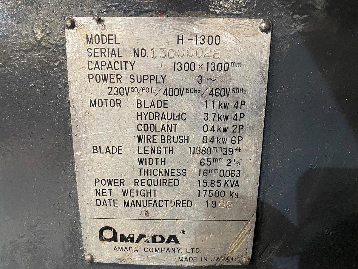 Used Amada H1300 Horizontal Bandsaw
