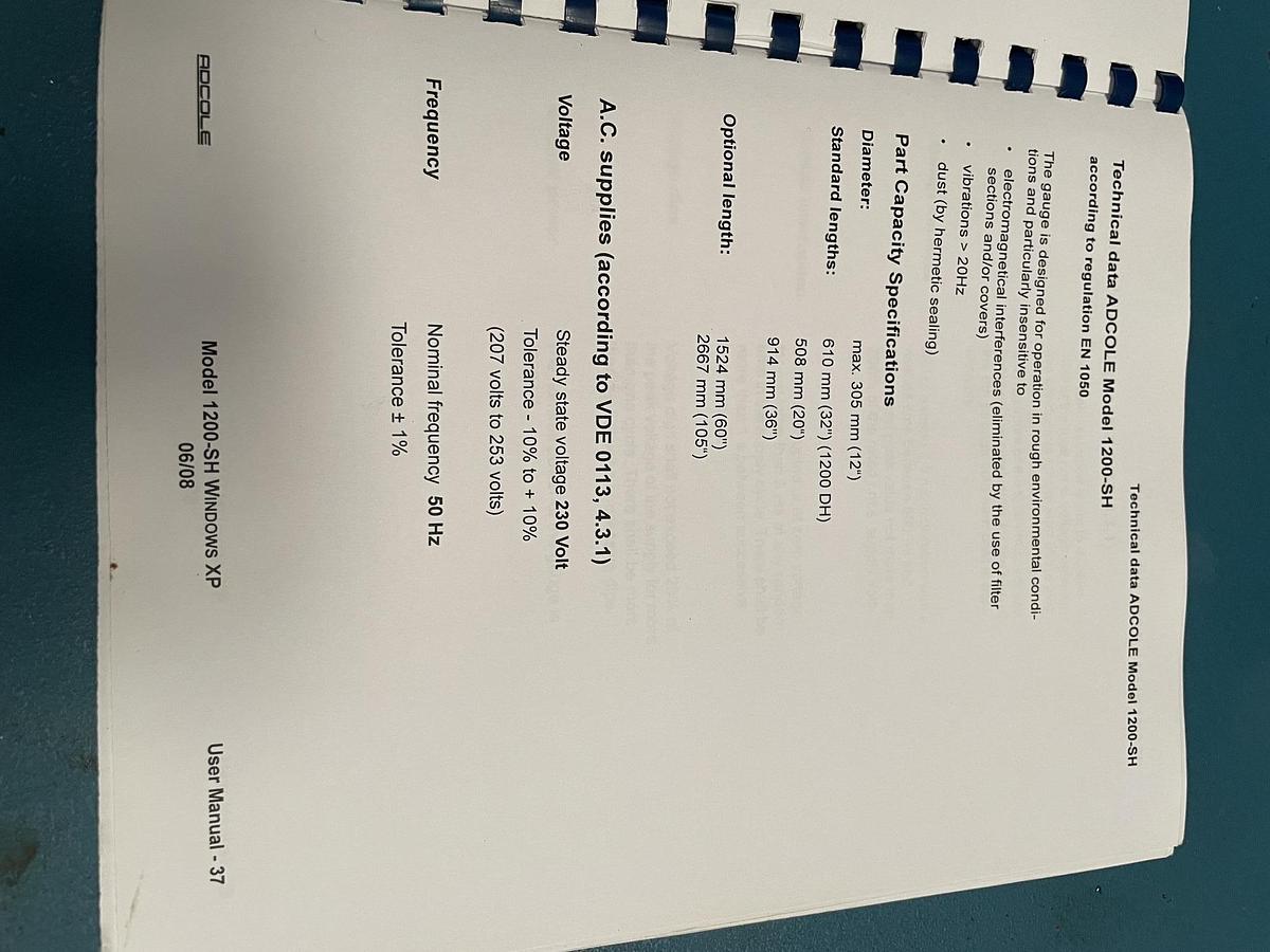 Used ADCOLE 1200 DH CAMSHAFT INSPECTION