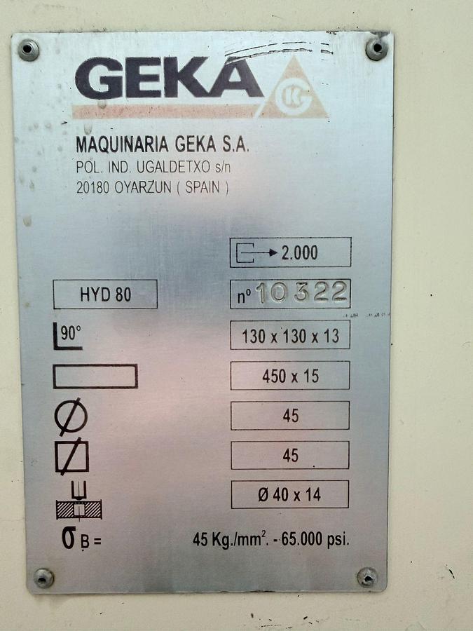 Used Geka Hydracrop 80A Universal Hydraulic Ironworker