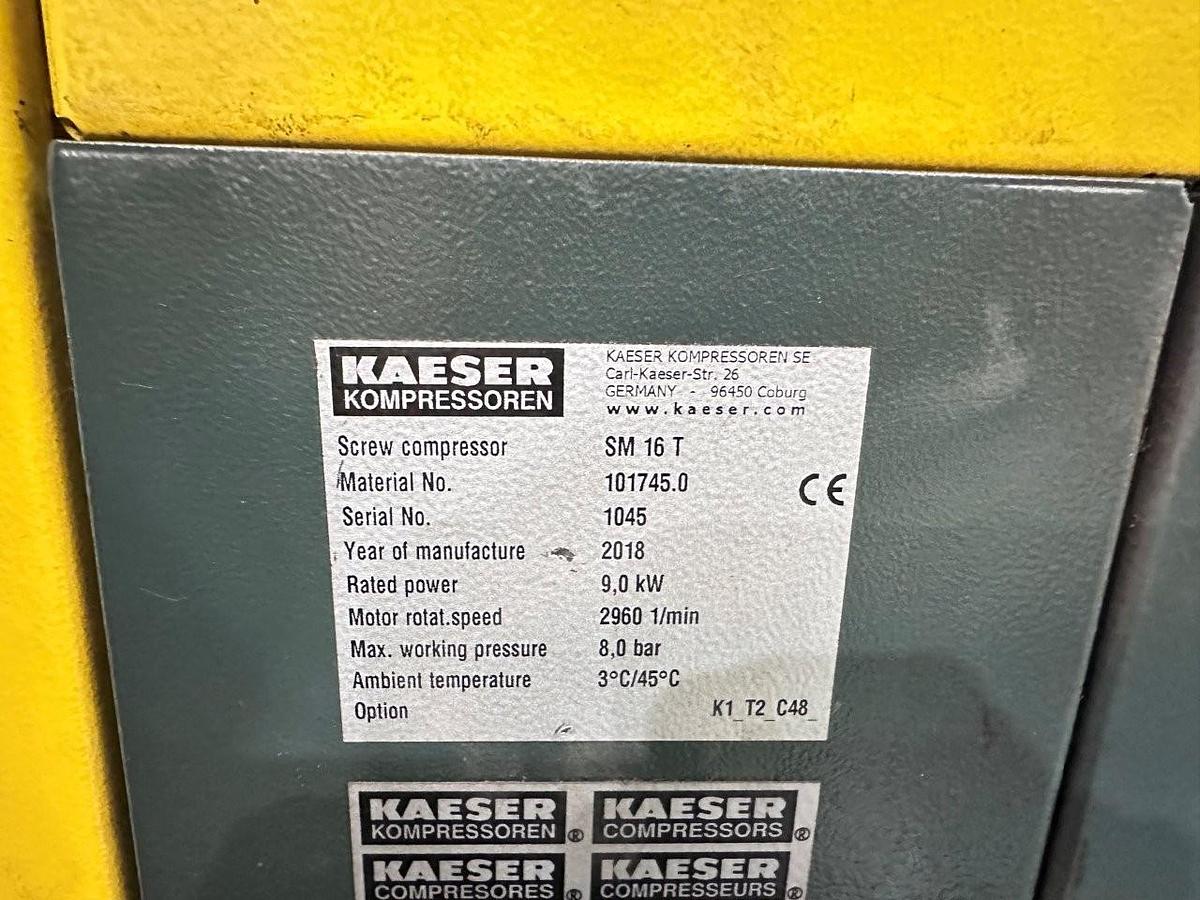Used Kaeser SM16 T Rotary Screw Air Compressor & Air Receiver