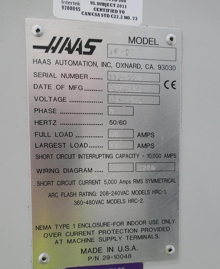 Used Haas VF-2 (2015) – CNC Vertical Machining Centre
