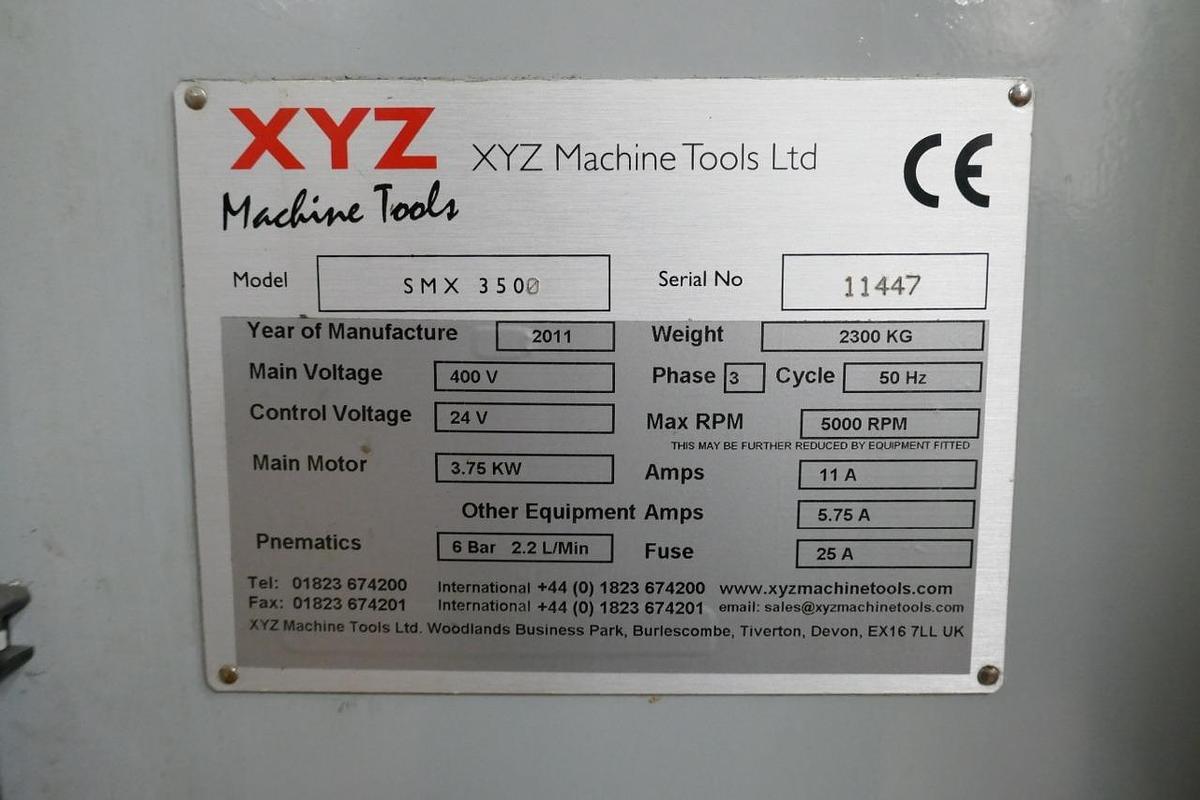 Used XYZ SMX 3500 CNC Turret Mill