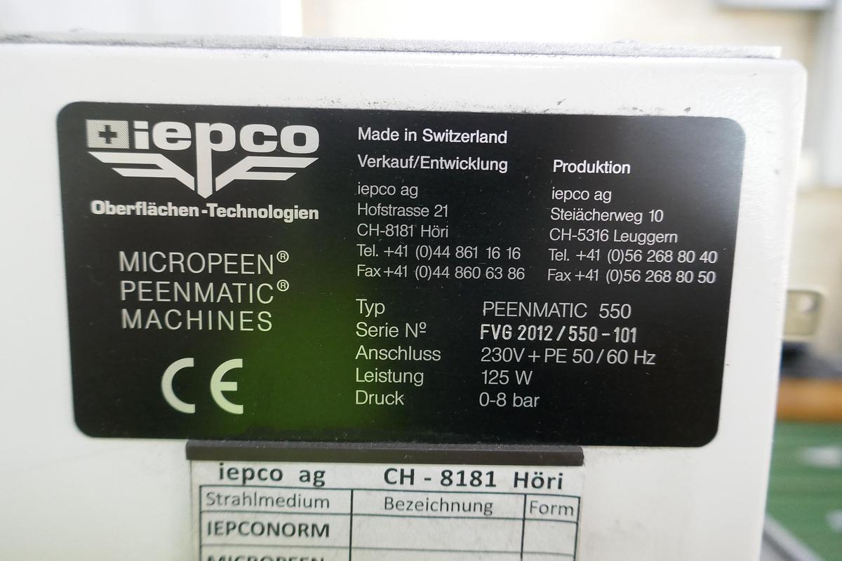 Used Iepco Micorpeen PEENMATIC 550 Microblasting Cabinet