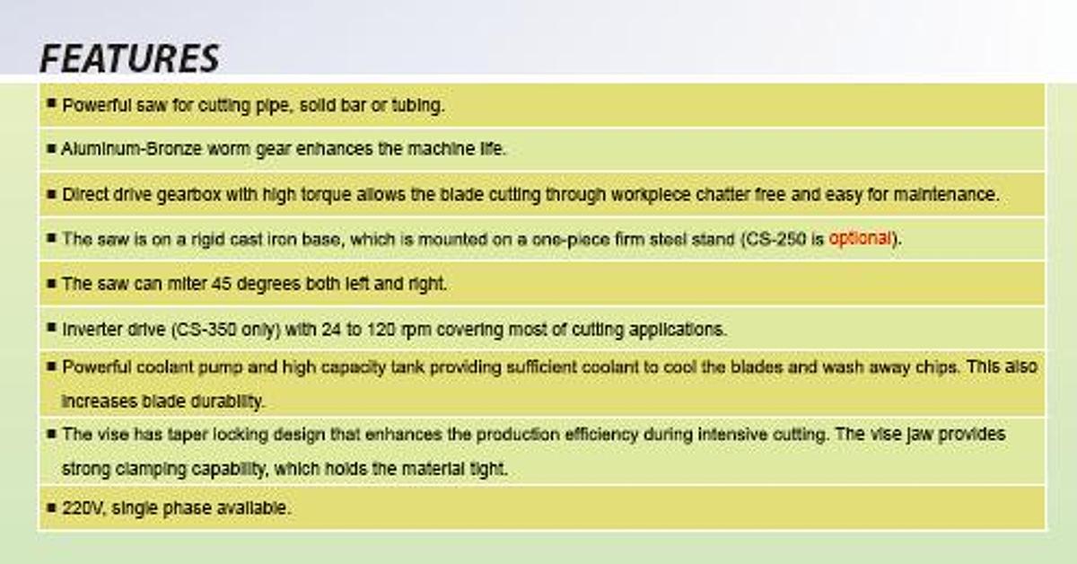 LINMAC COLD SAW SERIES