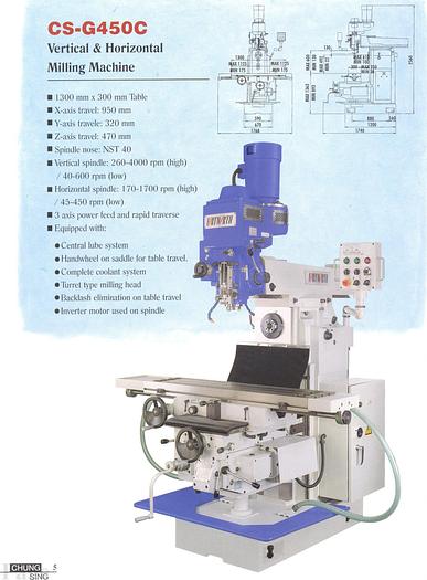 Used “USED” FORTWORTH MODEL CS-G450C Vertical and Horizontal Milling Machine