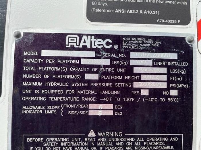 Used Altec AT40-MH, 45 ft, Articulating & Telescopic Material Handling Bucket Boom on 2016 Ford F550 Reg Cab Utility Truck - C34696