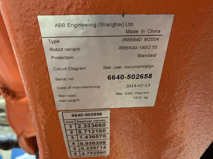 Used ABB IRB 6640 180/2.55 NEW 2014 WITH ARO SPOT WELDING GUN AND REXROTH WELDING CONTROLLER
