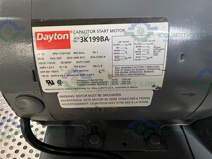 Used Welch 1402 DuoSeal Belt-Driven Rotary Vane Vacuum Pump 115/230V