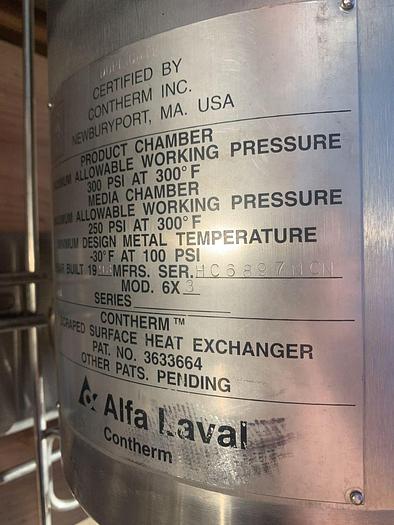 Used Votator, 6" x 36", Triple Barrel, 316 S/st, Alfa Laval, Contherm #C744219