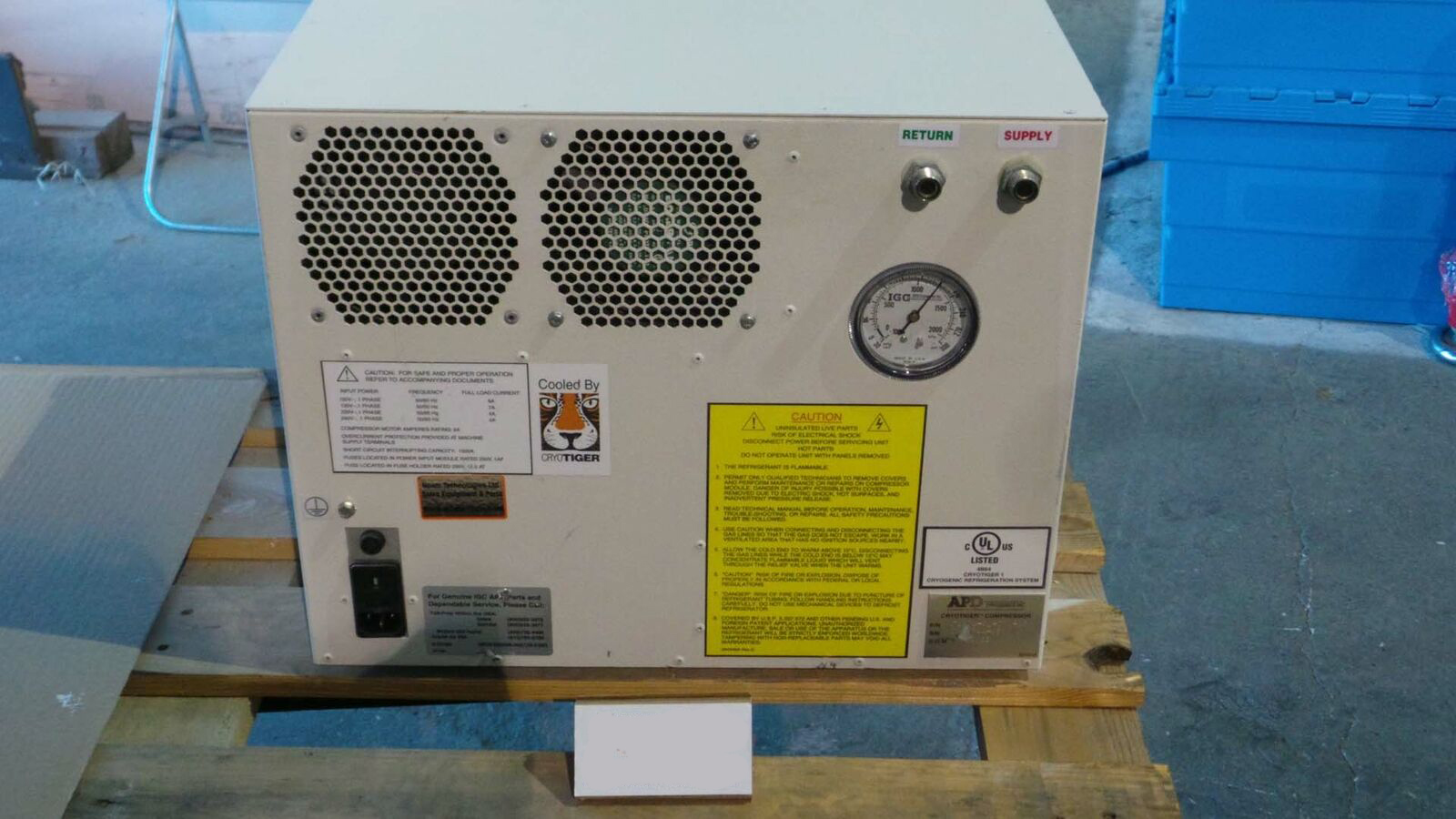 Used APD Cryogeincs T1101-01-000-16 Compressor, T1101-01-000-16 / APD Cryotiger Compressor Cooling S