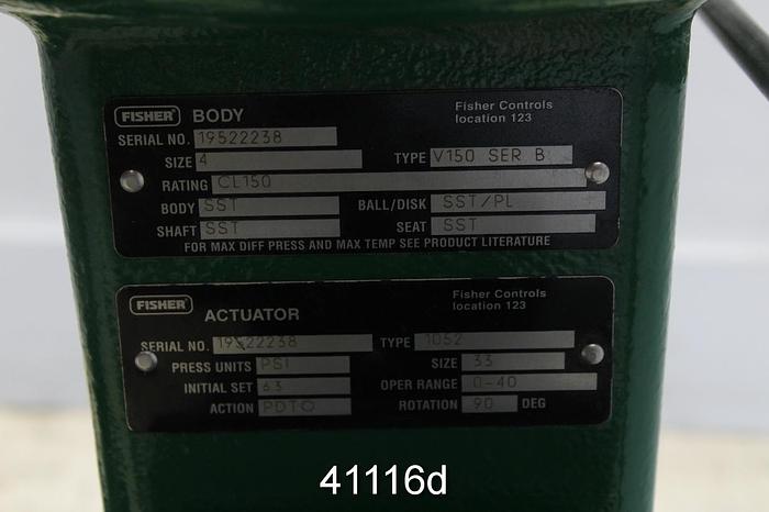 Used Fisher V150 Series B 4" Vee Ball Valve #41116